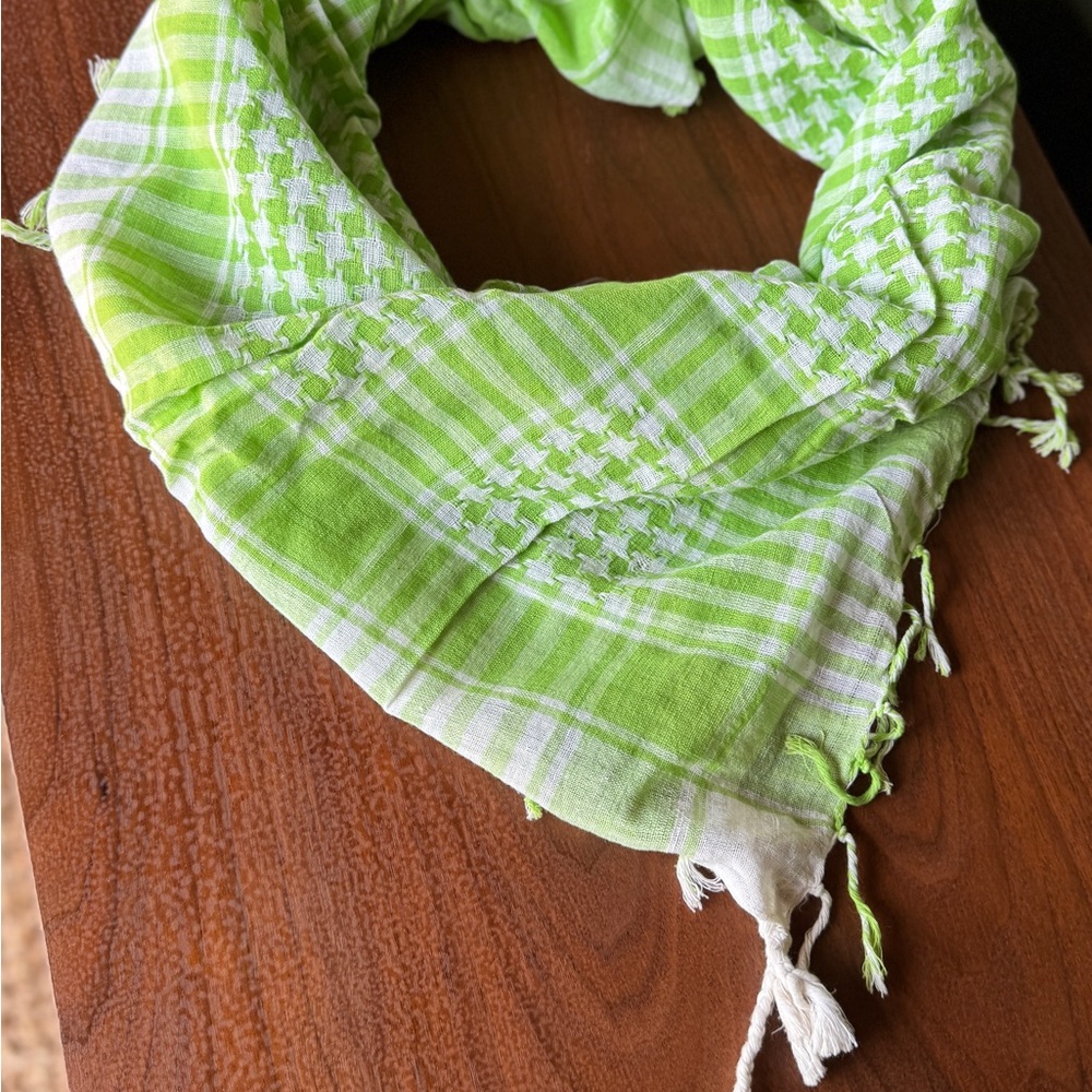Green and White Checkered Scarf